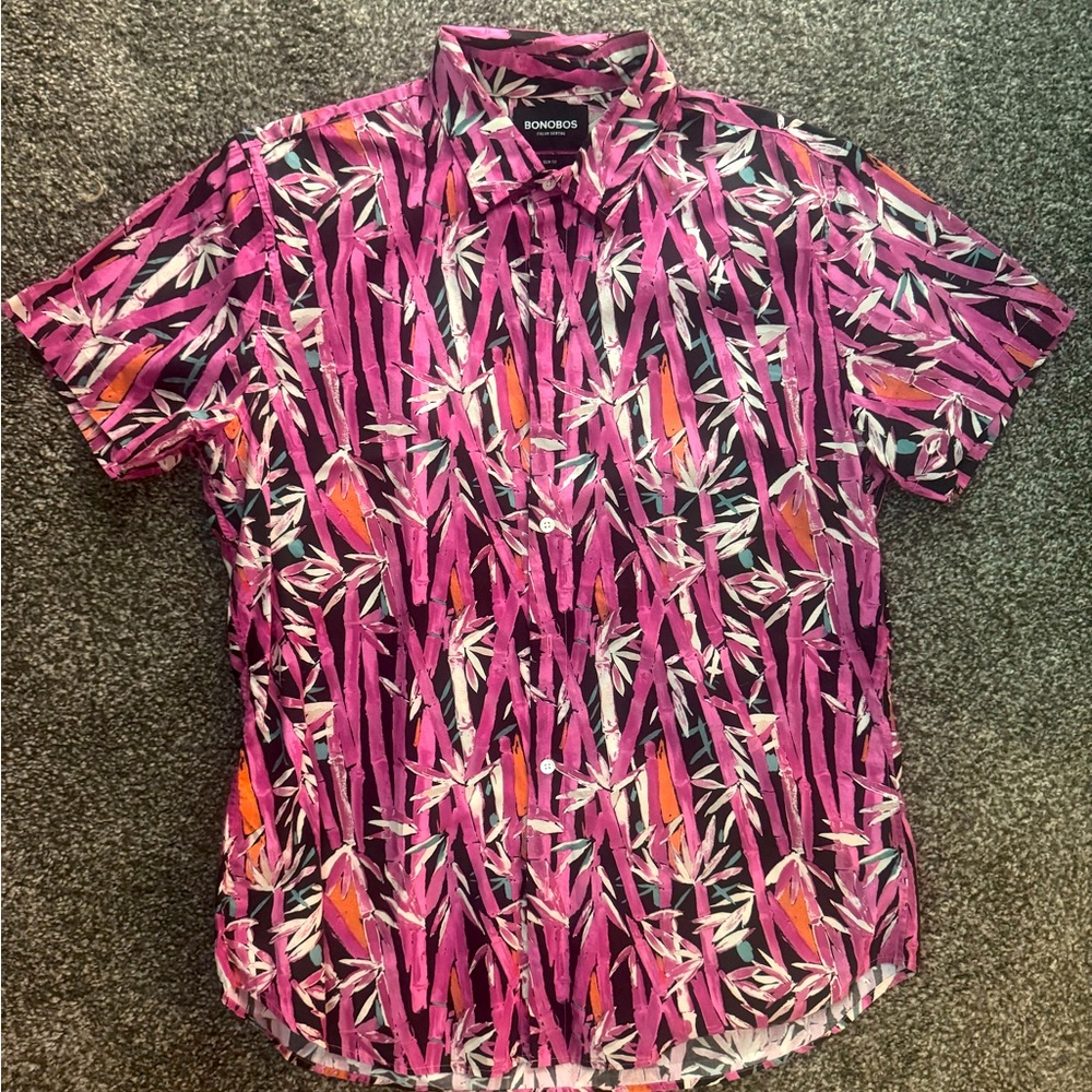 Bonobos colorful shortsleeved button down shirt. Size Large.